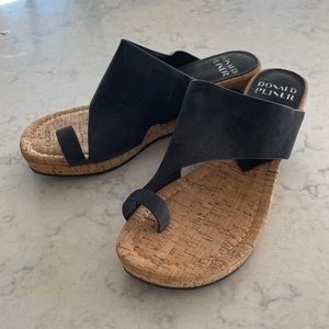 Donald Pliner suede and cork wedge sandals. Size 8.5 medium. Navy blue